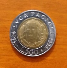 Moneta da 500 Lire 1994 (500° nascita Luca Pacioli) REPUBBLICA ITALIANA