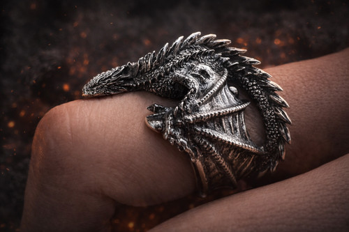 Bague dragon unisexe - dragon,
