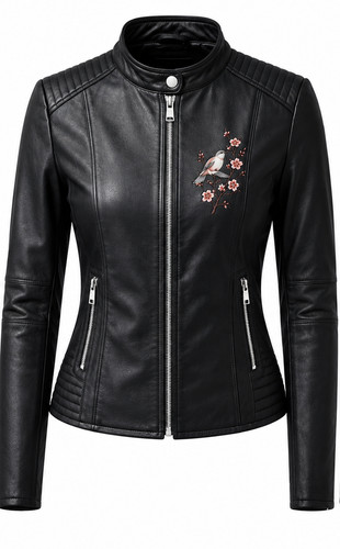 Giacca biker donna pelle nera