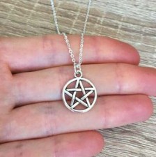 Collana Pentacolo stella wicca Contro Malocchio con ciondolo Argento Uomo Donna