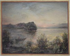 Painting DIPINTO Olio su cartone telato Italo TESSITORE Pescia TRAMONTO