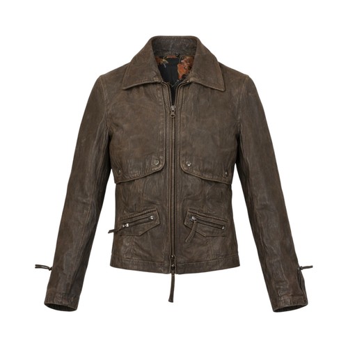 Giacca vera pelle khaki - giacca,
