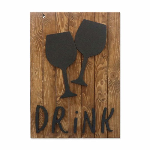 Quadro doghe legno con calici - legno,