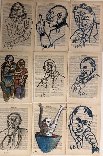Disegni china e pastello - , a