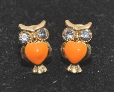 Orecchini bigiotteria donna gufo con cuore colorato e pietre sintetiche