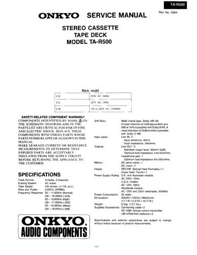 Manuale servizio per onkyo - manuale, di