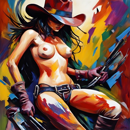 Stampa artistica cowgirl - , seno
