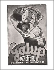 PUBBLICITA' 1953 PANETTONE GALUP FERRUA PINEROLO DOLCE CAKE  PASTICCERIA BAR