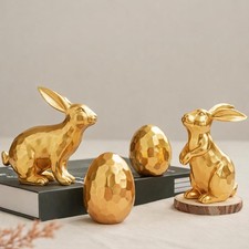 Gold Easter Bunny and Egg Set