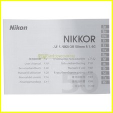 Manuale per Nikon AF-S Nikkor 50mm. f1,4 G Italiano, E G F S J ecc...