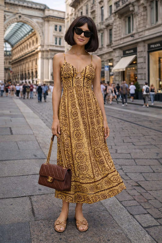 Abito midi marrone con - marrone,