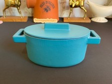 Sambonet Terra.Cotto Ghisa Pentola Singola e Coperchio Teal Anice Smaltato