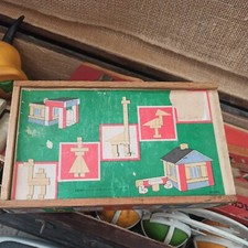 cassetta COSTRUZIONI MOSAICI legno vintage made in Italy costruzione anni 70 80