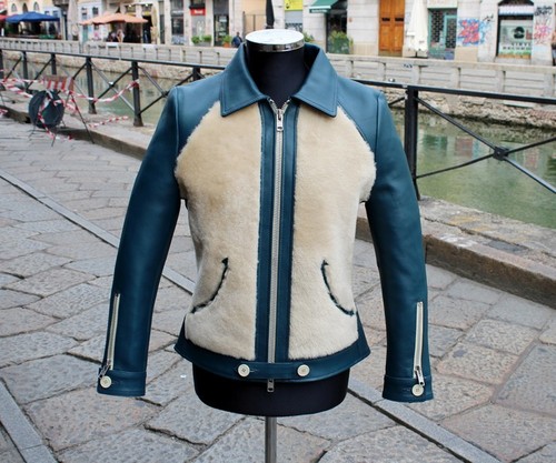 Giubbotto giacca pelle - , blu