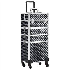 Valigia Trolley 4 in 1 Trucchi Beauty Case Viaggio Make Up Estetista Ruote Nero