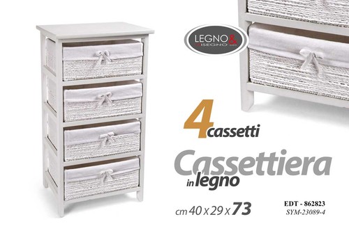 Cassettiera cassetti vimini - cassettiera,