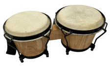 Coppia Bongo Legno e Pelle diametro 20 cm 17,5 cm h 17 cm Cinta Bongos Bonghi
