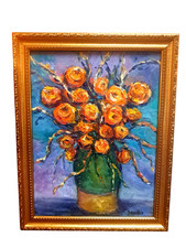 Dipinto olio FIORI ARANCIONI