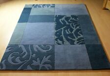 Tappeto annodato a mano alta qualità Tibet Nepal blu lana varie misure