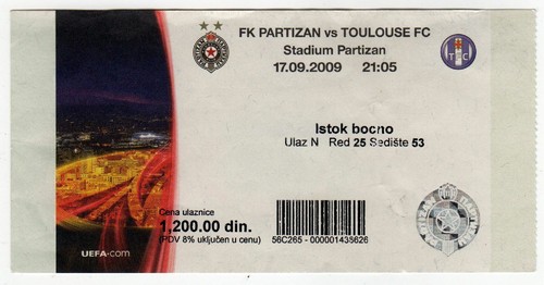 Biglietto partizan belgrado - ec,