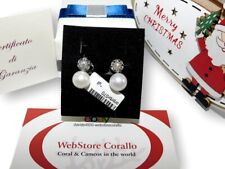 Orecchini di Oro bianco 18 kt da donna in 750 con Brillanti pietre e Perle Vere