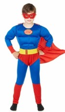 Carnevale Costume Bambino Superman Misura 4-5-6-7-8-9-10-11-12 Anni Supereroe