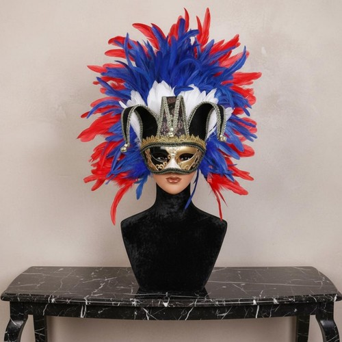 Maschera veneziana con piume - veneziana,