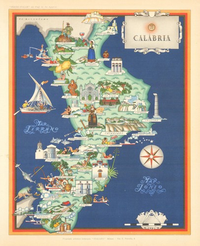 Calabria pictorial map - , by