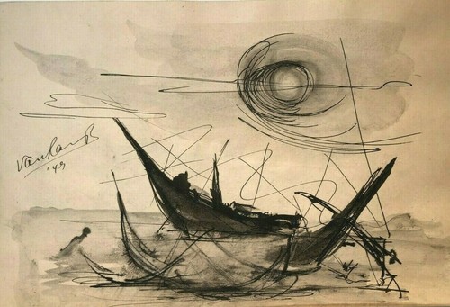 Disegno inchiostro barche - disegno, a