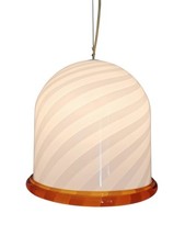 Lampadario Vetro Murano Spirale Bianca Bordo Arancione Modernariato Anni 70 80