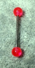 PIERCING BARBELL EAR 1,2 MM ROSSO RED FLUORESCENT 316L SURGICAL STELL
