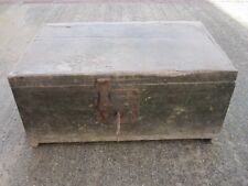 Antico baule in legno cassa vintage cassapanca forziere scrigno con chiave