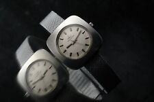 HELVETIA RARE MEN'S OVERSIZED SQUARE FLYING SAUCER VINTAGE WATCH 38 X 38MM STEEL