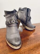 STIVALETTI DONNA, TRONCHETTI, TACCO ALTO E PLATEAU, VERA PELLE GRIGIO N’ 38