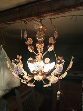 LAMPADARIO ragno tetto ottone dodarato Luci Lampade e12 vetro cristallo METALLO 