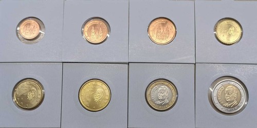 Spagna cent fino set monete - cent,