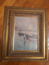 olio su legno Alba Porta Ovo vista da Mergellina Napoli