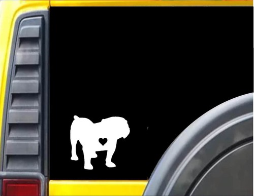 Bulldog little heart dog decal - little,