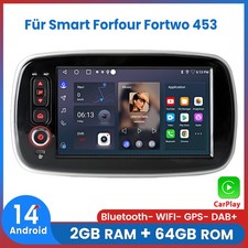 Per Smart Forfour Fortwo 453 ﻿Carplay Android14 autoradio GPS NAVI BT DAB+ 2+64G