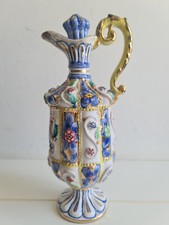 Originalissima brocca in ceramica di Deruta anni 60 rifinita in oro ampolla vaso