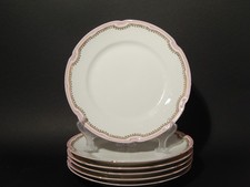 ANTICO SERVIZIO 6 PIATTI PIANI PORCELLANA GINORI LIBERTY DECORO ROSA ORO difetti