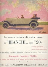 Pubblicità ,anni 20 venti,Vettura Bianchi,pneumatici superflex Pirelli ,auto  R