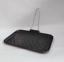 BISTECCHIERA GHISA PIASTRA GRILL RETTANGOLARE Induzione Manico Pieghevole BBQ