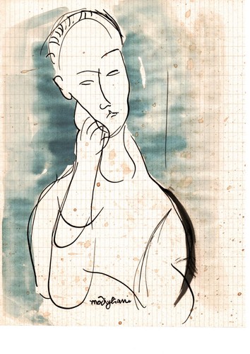 Modigliani 002013 ink drawing - 002013,