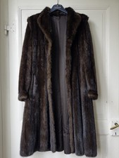 Pelliccia di visone selvaggio marrone - cappotto donna vintage lungo - taglia 46