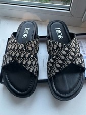 Sandali piatti Dior blu/bianco