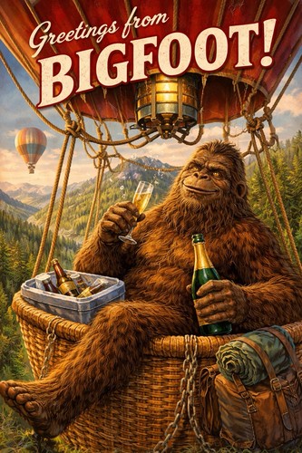 Bigfoot saluto cartolina - bigfoot,