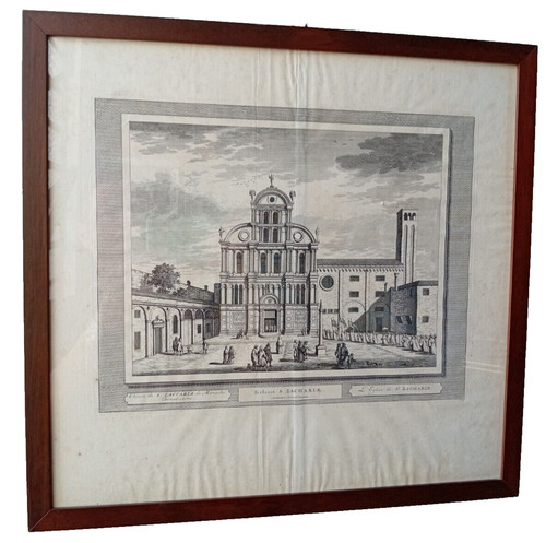 Incisione 1700 veduta chiesa - veduta,