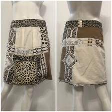 CLASS ROBERTO CAVALLI Gonna marrone beige panna fantasia Tg 42