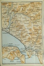 Stampa antica Sestri Levante Chiavari Lavagna  Moneglia Baedeker 1904
